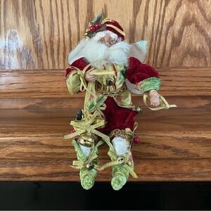 Vtg Mark Roberts Fairy Santa Christmas Ornament Shelf Sitter Velvet Outfit 11”